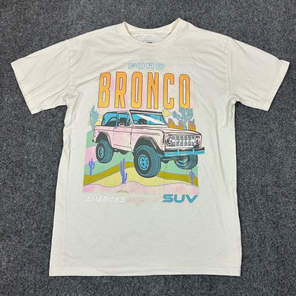 Ford Bronco Graphic T-Shirt Mens Size Small Cream Official Licensed SUV Tee